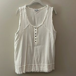 White Birch White Frayed Top - Large